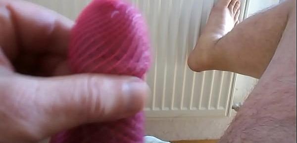  pink fishnet socks cum